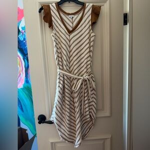 Striped Brown and White Dress